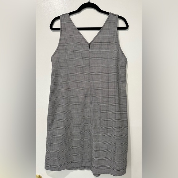 Loft Women’s Houndstooth Plaid Sleeveless Trapeze V-Neck Work Dress Size S NWOT - Picture 2 of 13